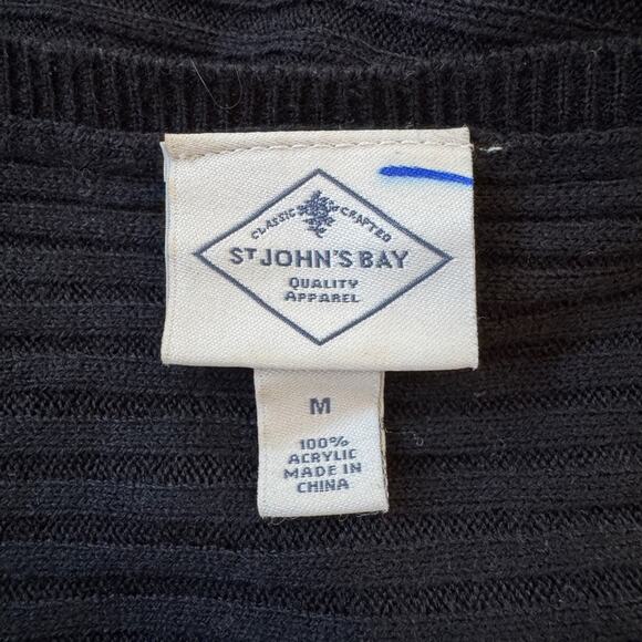 St. John’s Bay Black Ribbed Relaxed Fit Long Sleeve Pullover Sweater - Picture 5 of 7